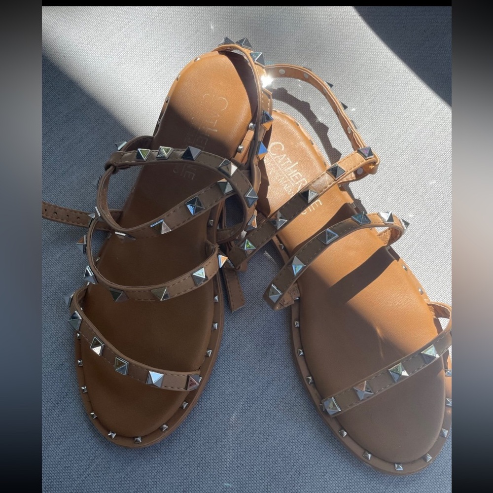 Catherine Malandrino Brown Sandals with Silver Studs
